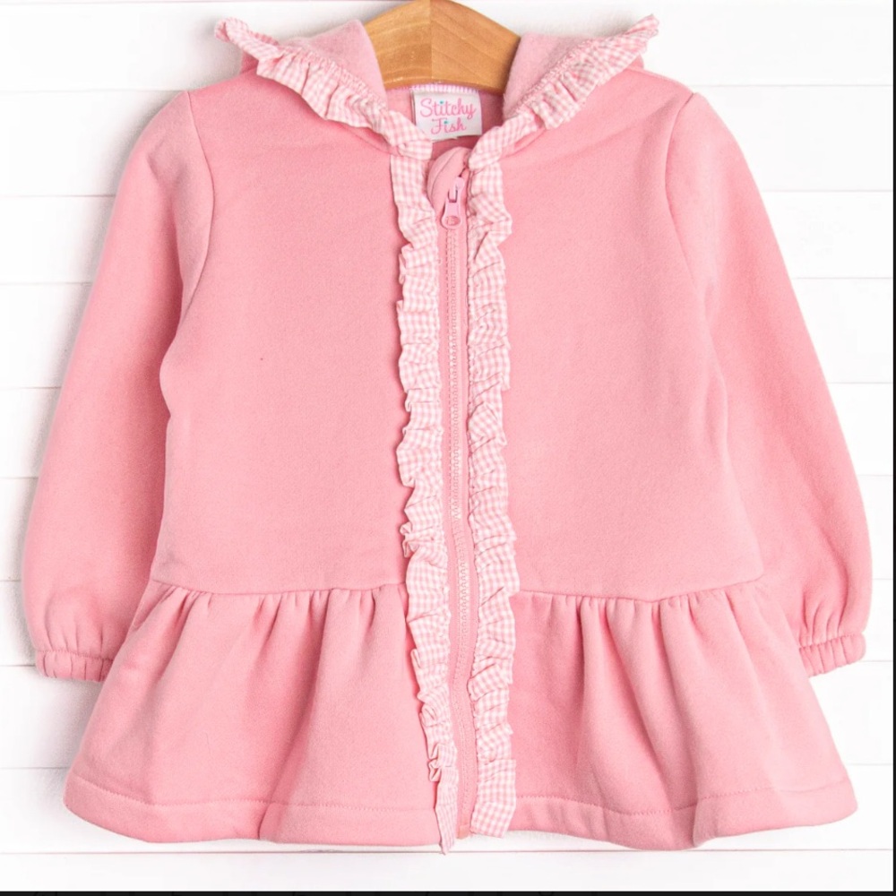 Gingham Gal Zip-up Ruffle Jacket